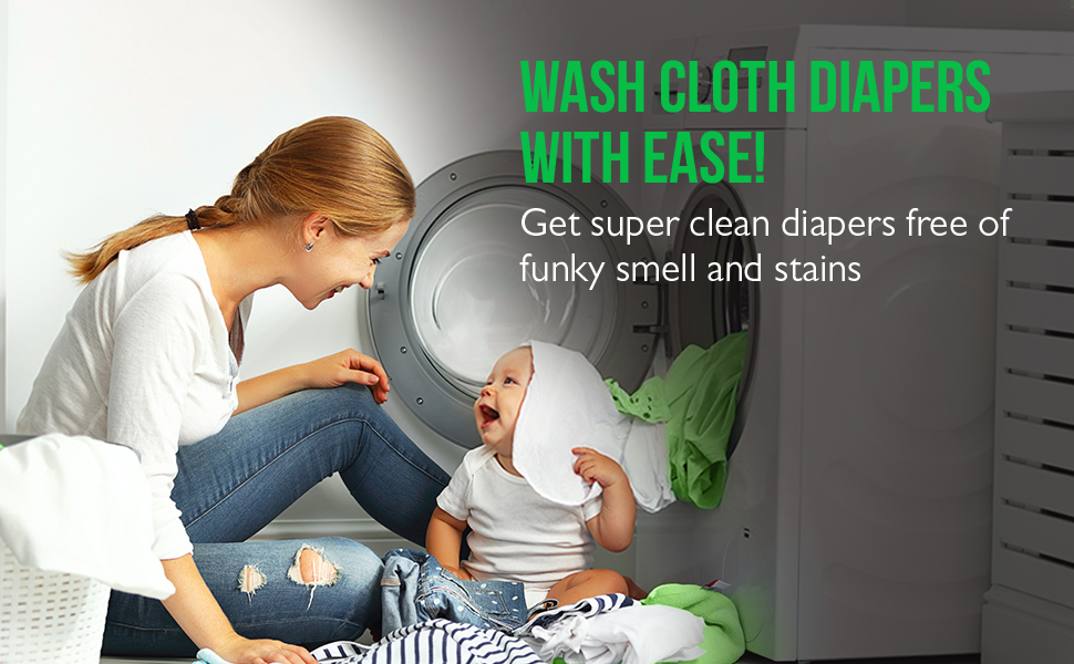 Get rid of funky smells and stains on cloth diapers easily with our Dirty Diaper Laundry Detergent