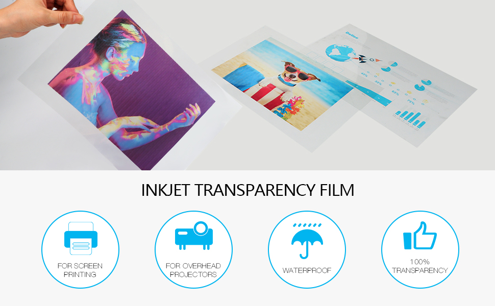50 Sheets Inkjet Transparency Paper,100 Clear Inkjet