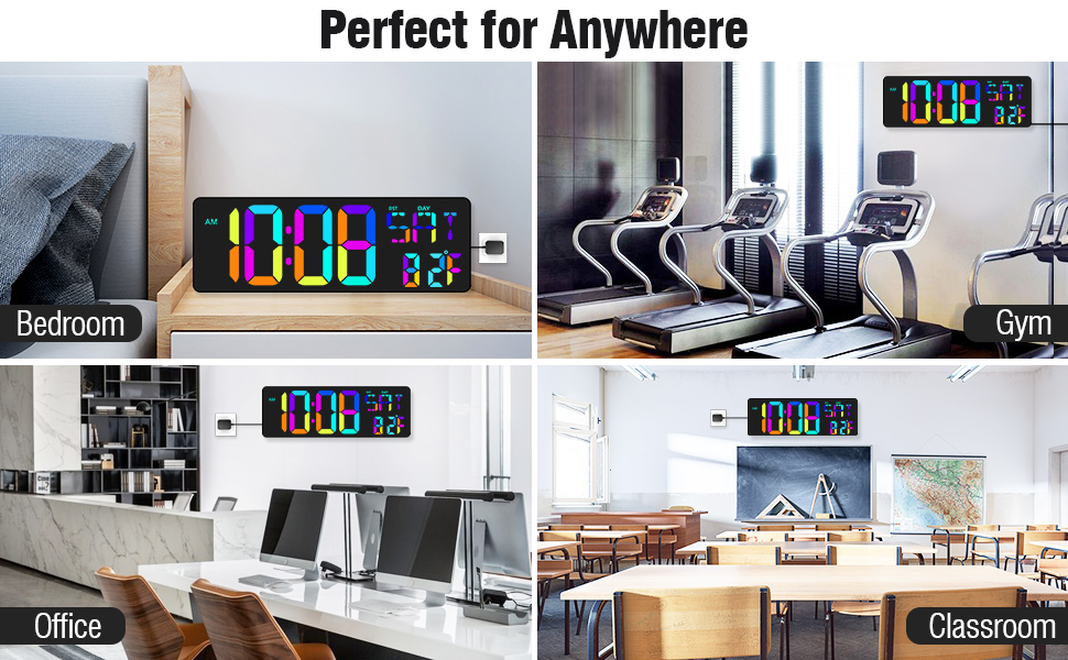 TXL Digital Wall Clock Large Display, 16.5" LED Wall Clock