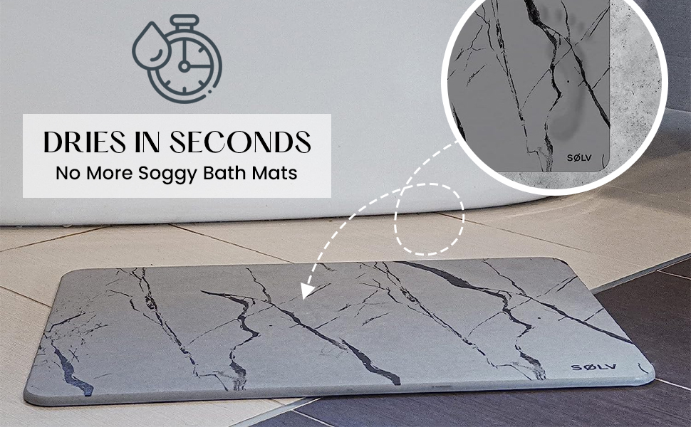 SØLVSTONE Stone Bathroom Mat, Diatomite Mat for Bathroom, Stone