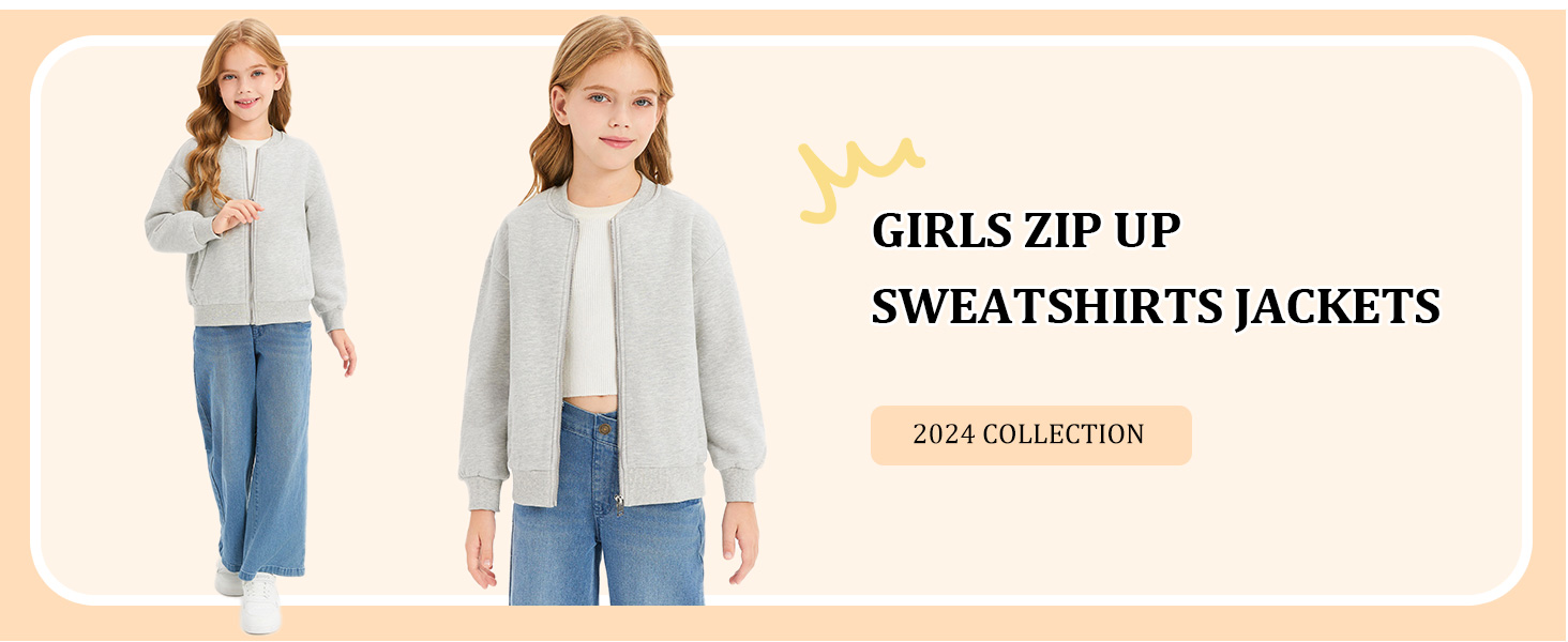 Girls Zip Up Sweatshirts Jackets