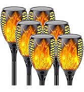 Upgraded Solar Lights Outdoor, 6 Pack Flickering Flame Solar Torch Lights with Super Larger Size ...