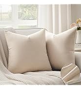 Topfinel Natural Linen Pillow Covers 18x18 Set of 2, Farmhouse Boho Home Decor Cozy Textured Line...