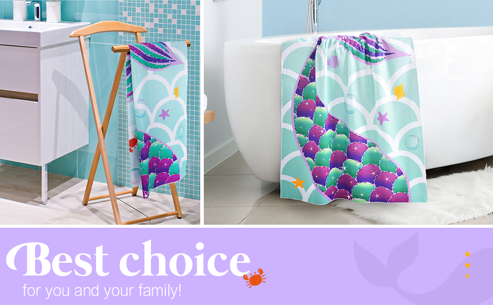 WERNNSAI Mermaid Beach Towel 30” x 60” Mermaid Tail