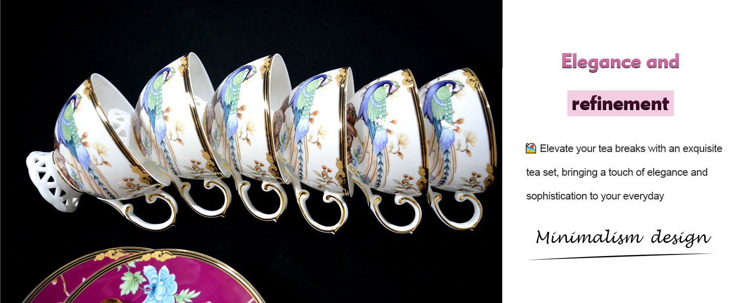 ACMLIFE Bone China Tea Set Blue and White Fine China Tea