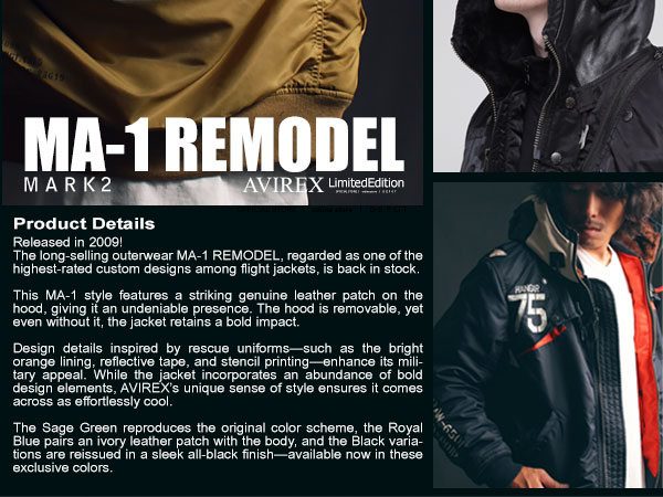 AVIREX MA-1 REMODEL MARK2 Mサイズ ブラック メンズ WEB＆DEPOT限定》MA-1 REMODEL MARK2/MA-1 リモデル マーク2