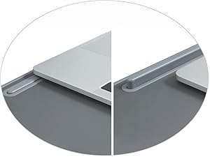 Lap Desks with spring-loaded stopper to keep laptop from sliding off and create more room when press