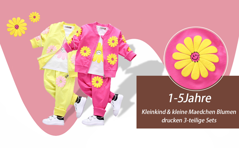 Toddler & Little Girl Flowers Print 3 Piece Sets 