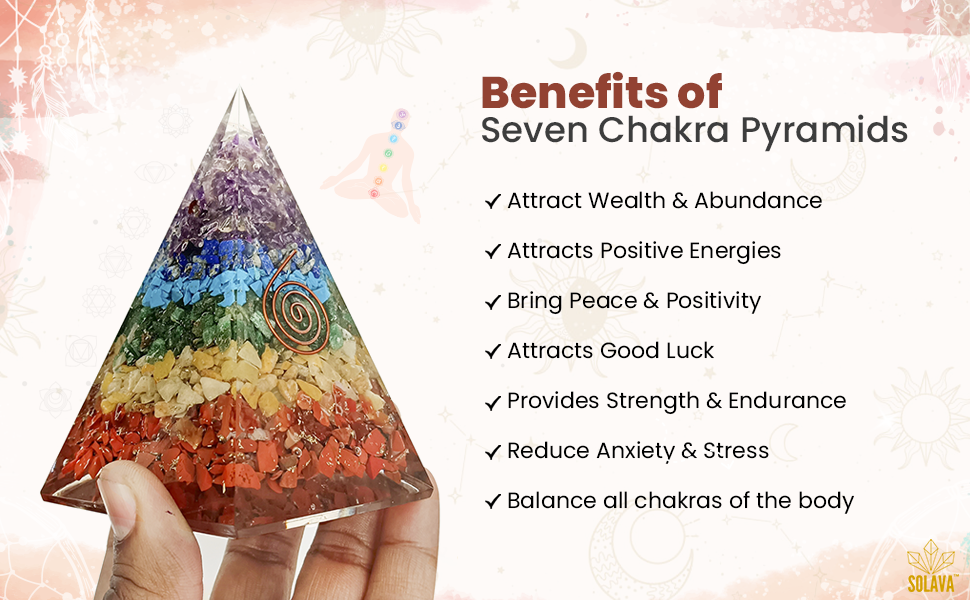 seven chakra pyramid, 7 chakra pyramid, crystal pyramid, 7 chakra orgonite pyramid
