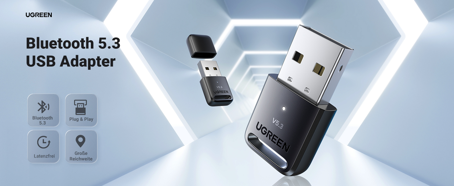 UGREEN Bluetooth Adapter 5.3 Bluetooth Stick für PC für Windows 11/10/8