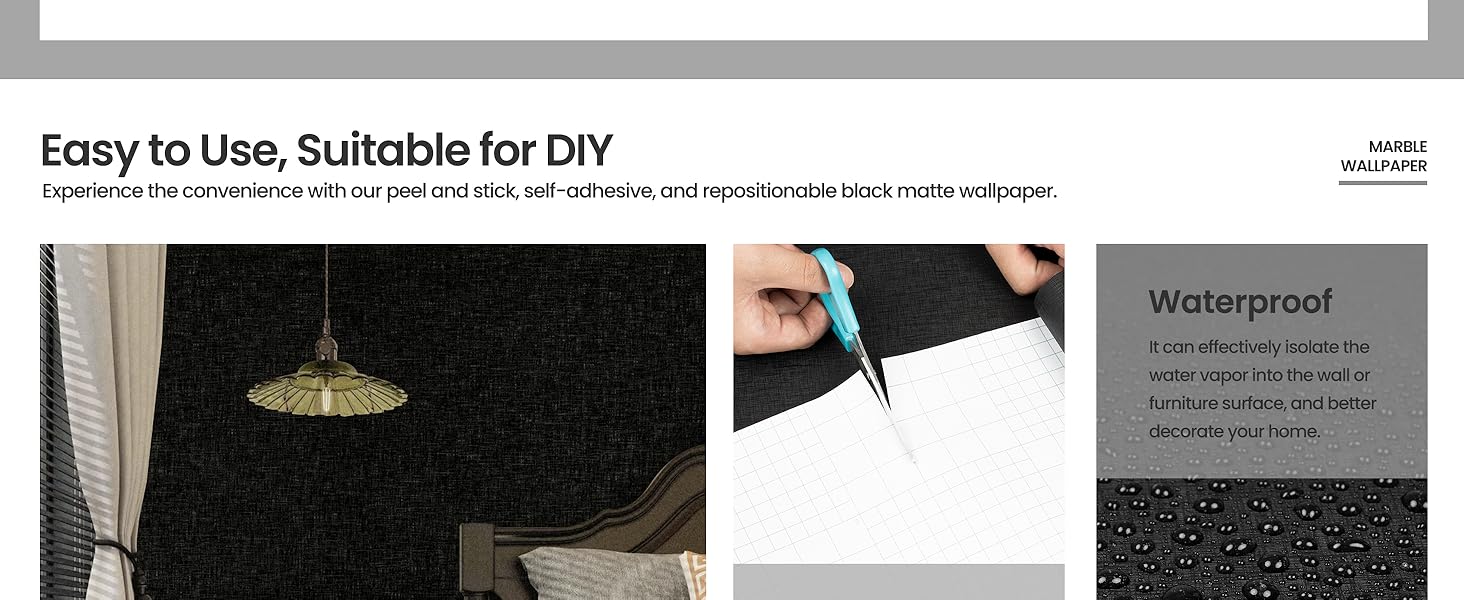 Decoroom Matte Black Contact Paper Peel and Stick, Vinyl Wrap Black