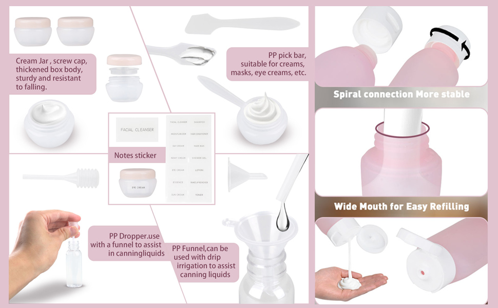 Dricar 12PCS Travel Bottle Set, Leak Proof Refillable Squeezable