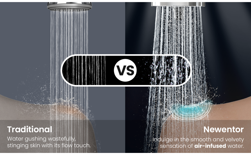 Newentor High Pressure Shower Head with Handheld Luxury Modern Chrome