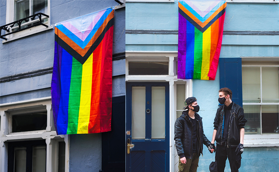 Amazon.com : FRF Pride Flag for Outdoor, 3x5 Double Sided LGBTQ Flag Progress Pride Flag, Lesbian Flags Rainbow Gay LGBT Banner for Wall Community Support House Room Outside/Inside Decoration : Patio, Lawn