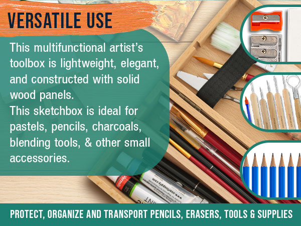 U.S. Art Supply Artist's Small Wood Storage Box