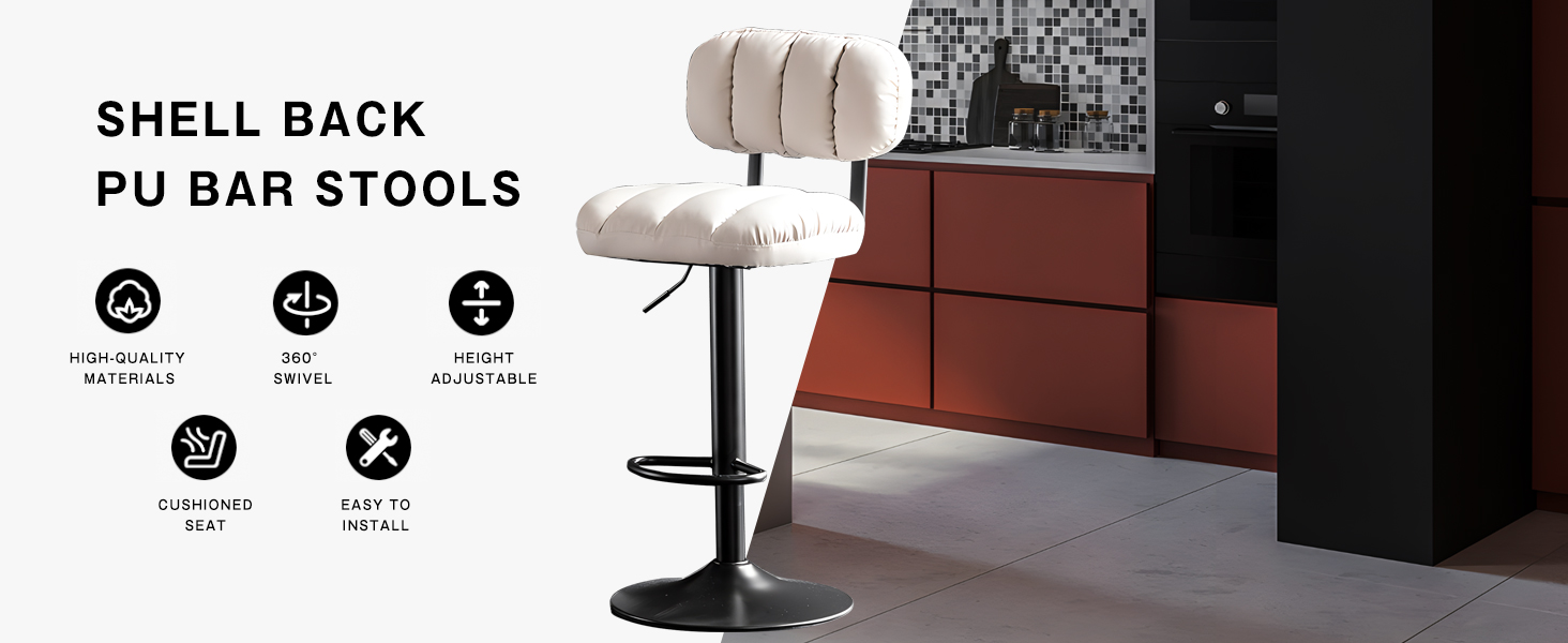 Bar Stools Set of 2 Modern Swivel Bar Chairs, Adjustable