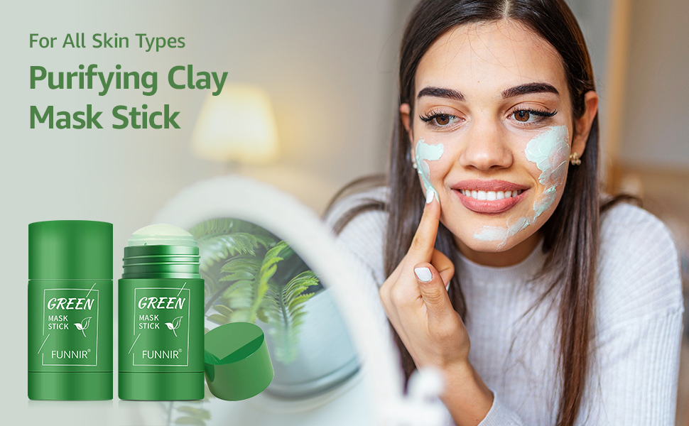 FUNNIR Green Tea Purifying Clay Clean Face Mask, Removes Blackheads with Green Tea