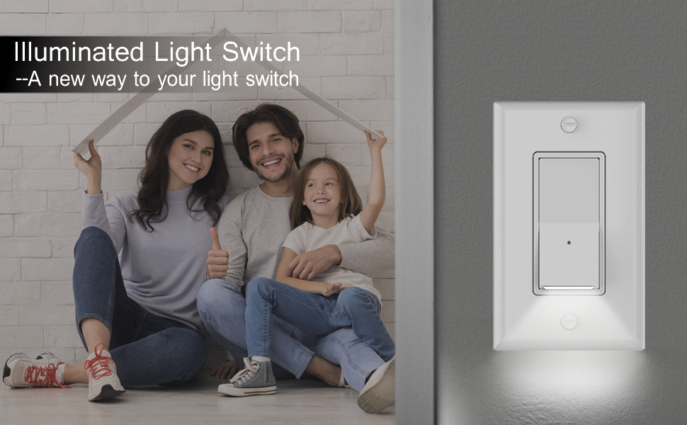 4 Pack Illuminated Light Switch,Automatic On/Off Night Light for Wall