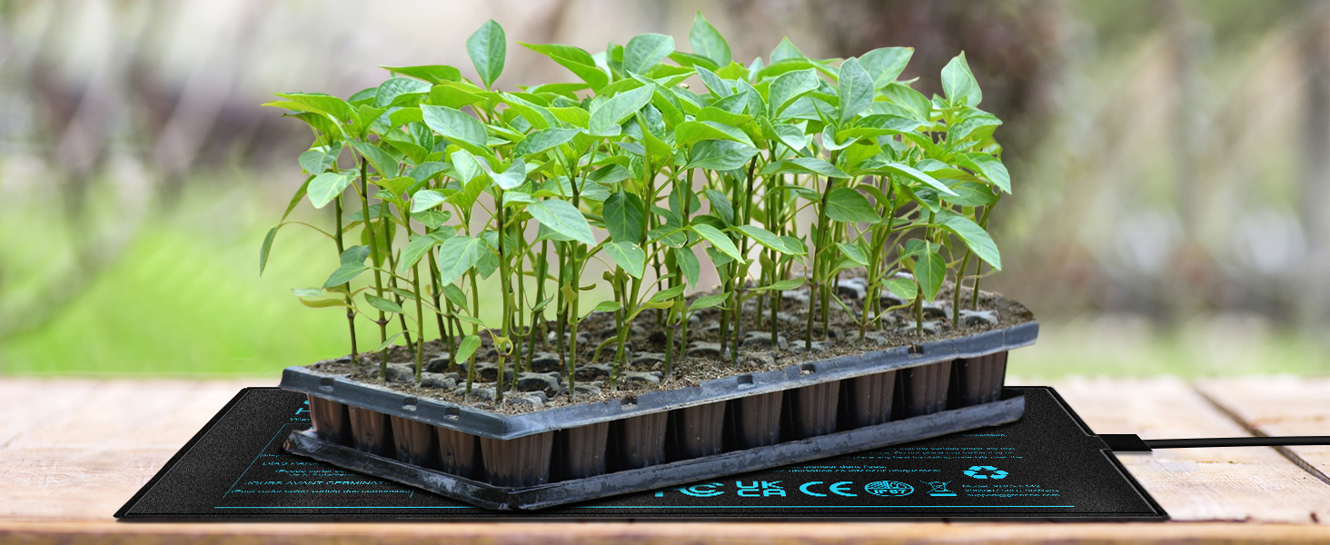 Grenebo Seedling Heat Mat with Dual Display Digital Thermostat Heated