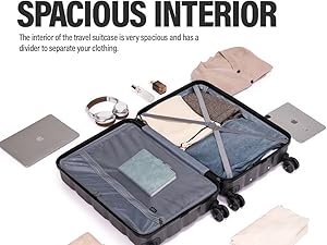 Interior of luggage suitcase mesh compartment packing straps  large cabin medium xl