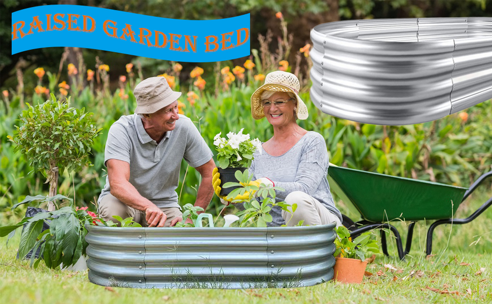 Yoblink Raised Garden Bed,Galvanized Raised Garden Bed,Planter Box,Garden Beds Outdoor for