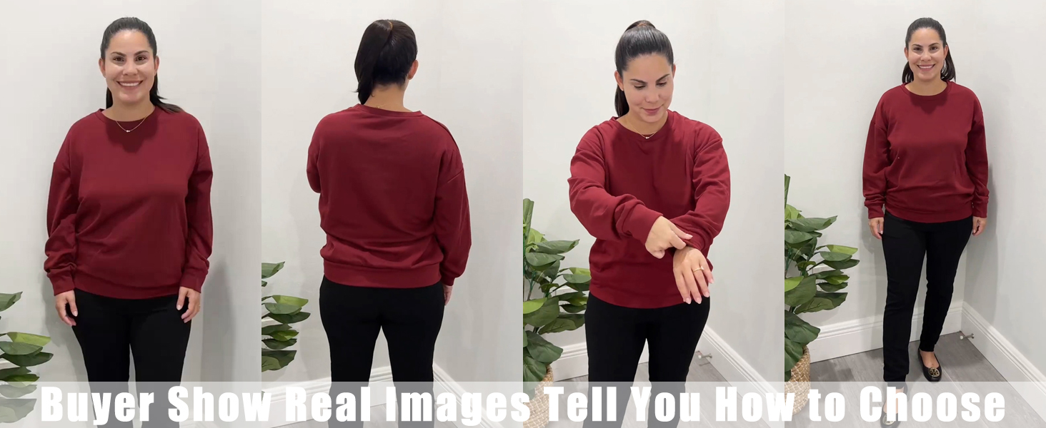 STOLKISS Women Fleece Casual Crewneck Pullover Sweatshirt Loose Long Sleeve Fall Winter Sweaters