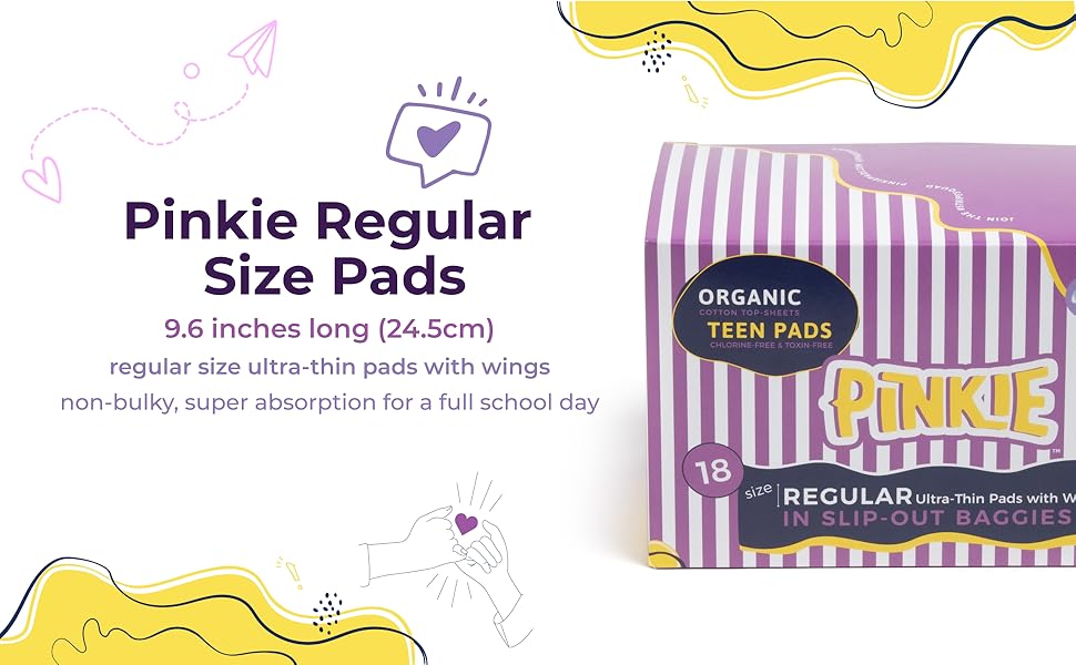 Pinkie Period Pads for Tweens & Teens Designed for Smaller Underwear Organic
