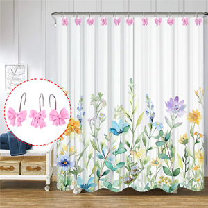 12PCS Pink Bow Knot Resin Shower Curtain Hooks Rings