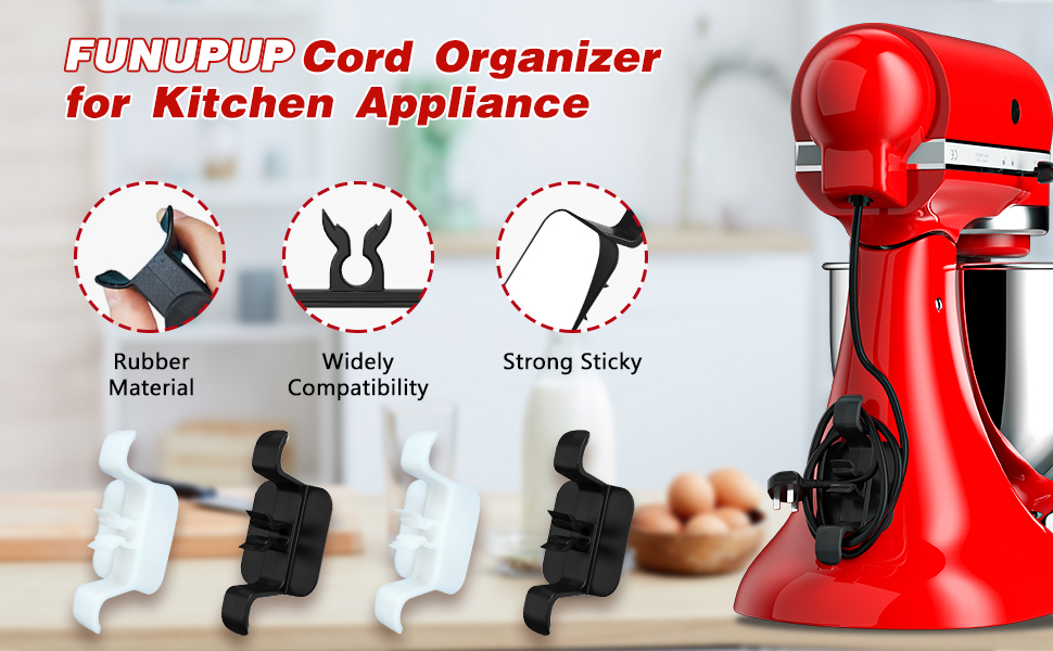 FUNUPUP Cord Organiser for Kitchen Appliances, 2 Pack Self Adhesive