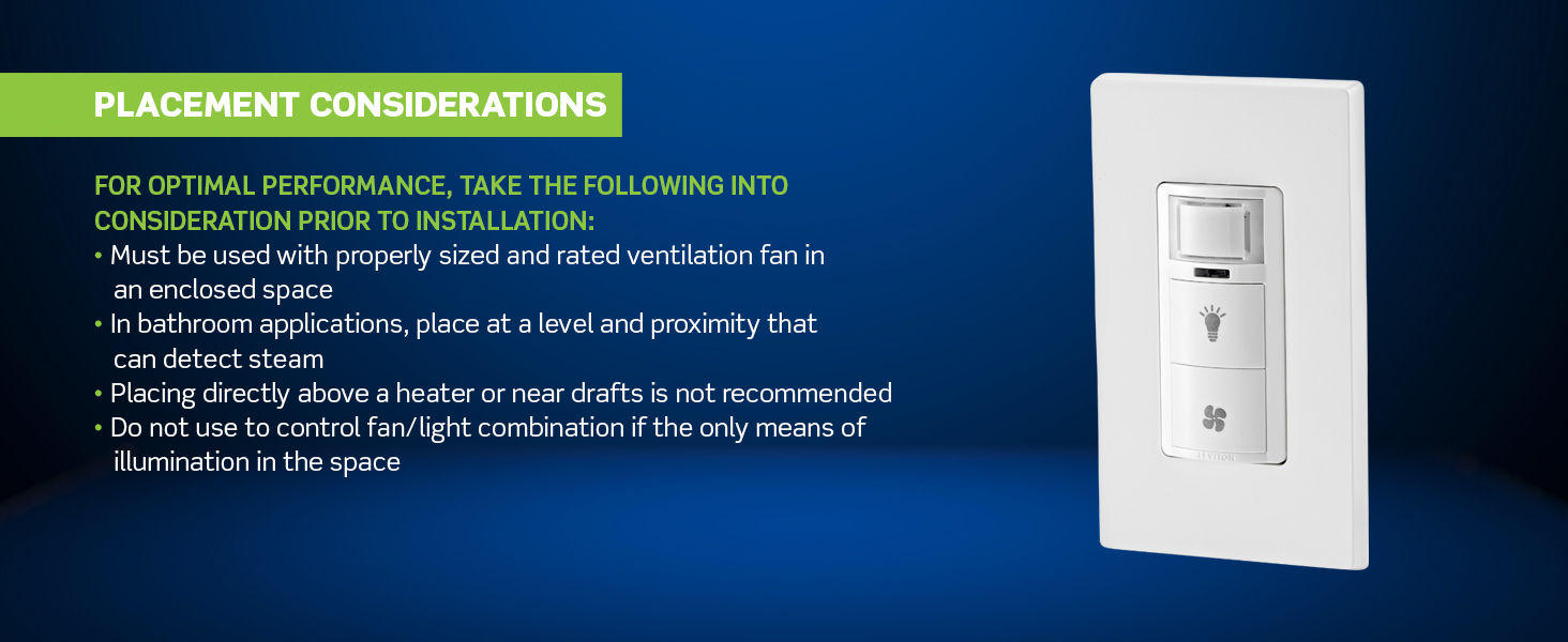 Leviton DHD051LW Dual Combination Humidity Sensor with Separate Light