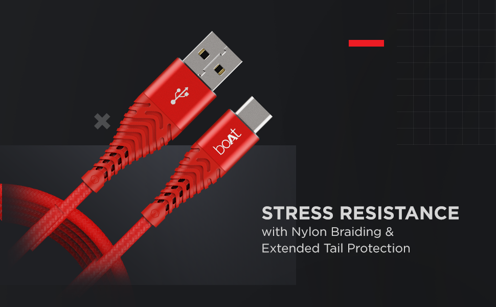 boAt Type C A700 6.5A Super Fast Charging Flat Cable Cable with Stress