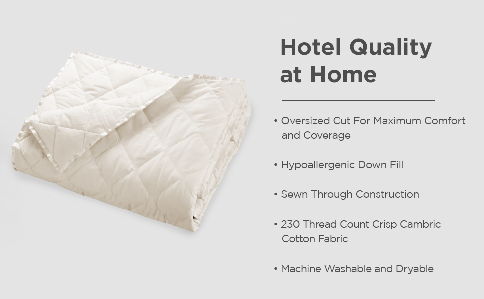 DOWNLITE Lightweight Luxury Satin Trim Down Blanket