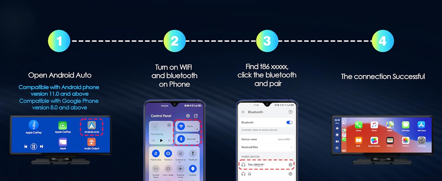 EYETOO Wireless Car Stereos for Apple CarPlay Android Auto with Backup