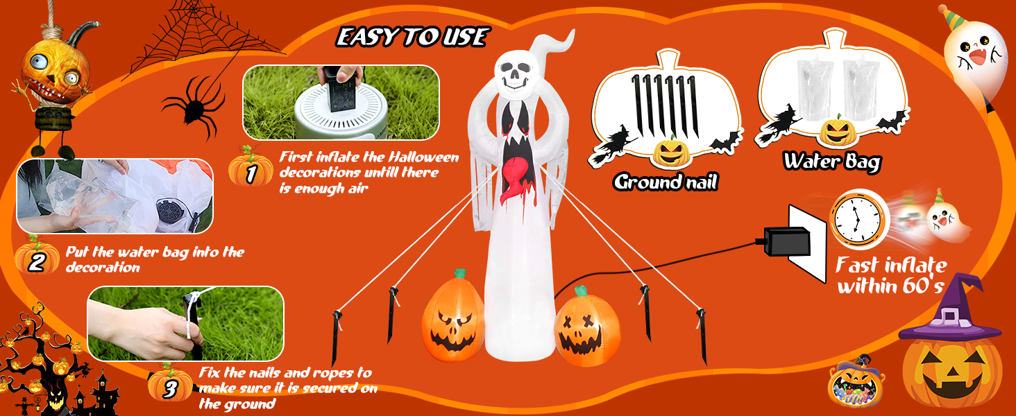 Halloween Inflatable Ghost Outdoor Decorations 8 FT Scary