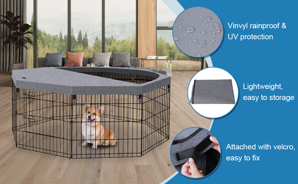 Dog Pen Pet Playpen Dog Fence Indoor Foldable Metal Wire