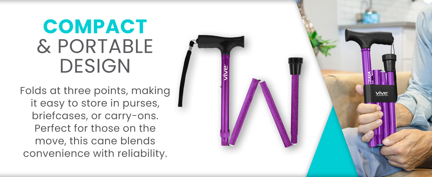 vive folding walking cane men women foldable