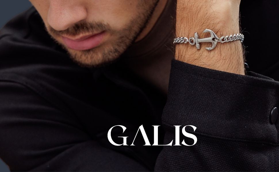 新品 Galis Jewelry メンズ Gor Bracelet ハンドメイド Amazon.com: Galis Mens Bracelet with Stainless Steel Anchor