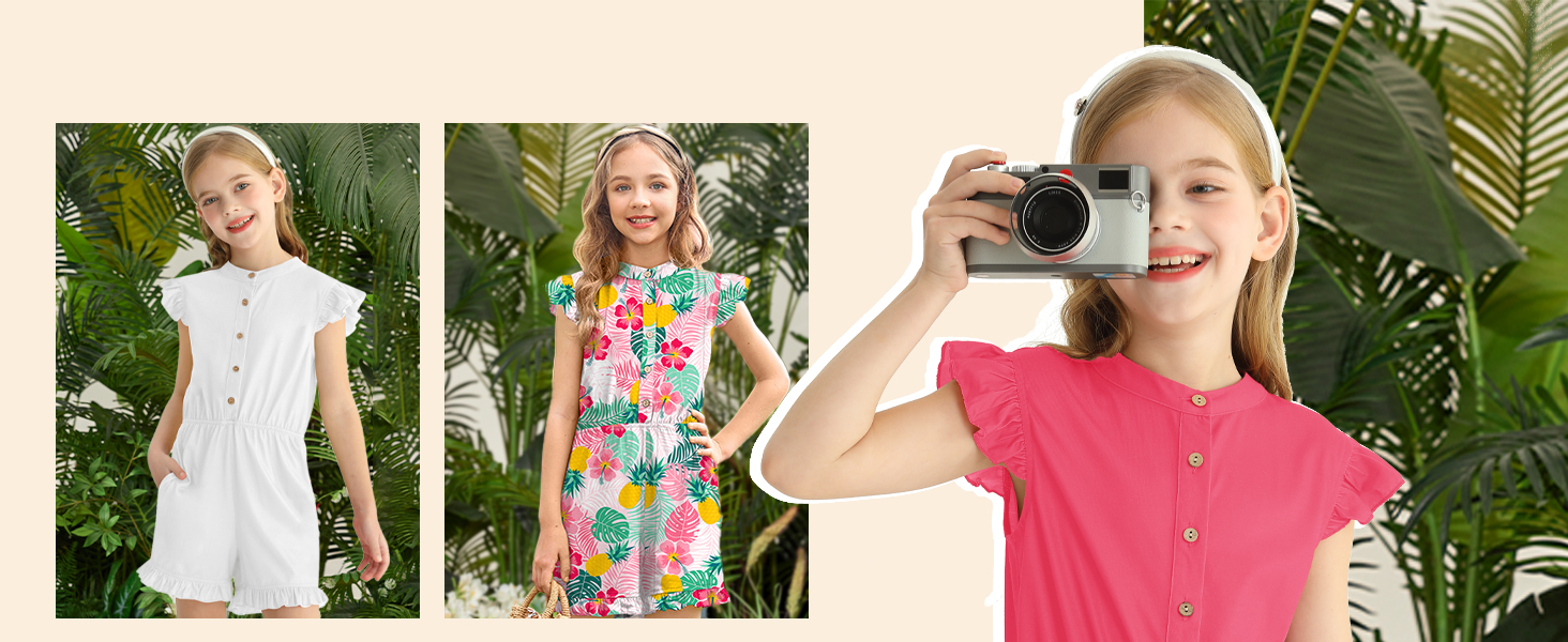 girls summer flutter sleeve romper