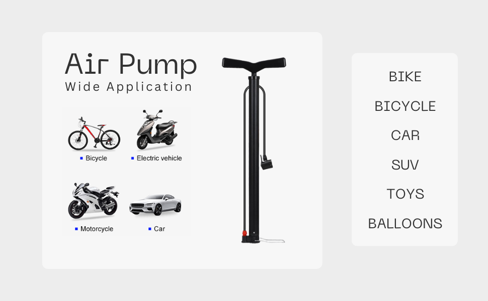 Suzec High Pressure Deluxe/Strong Steel Air Pump for Bicycle, Car, Ball