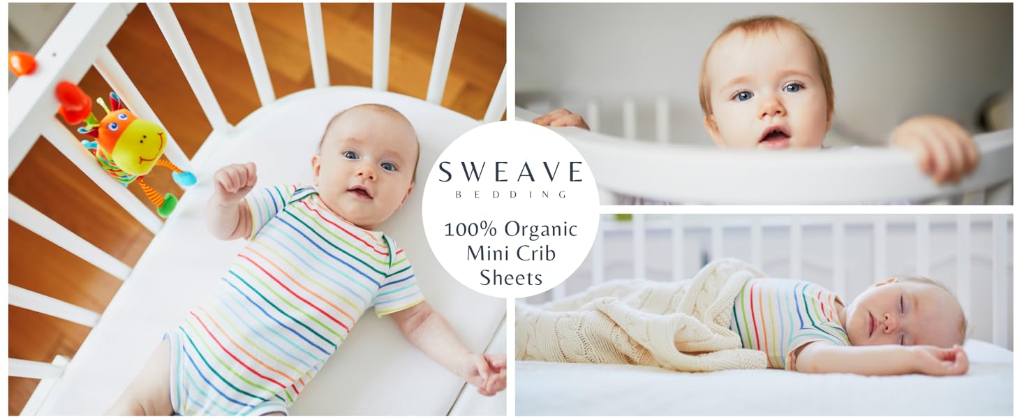 Sweave Organic Mini Crib Sheets (2 Pack) 100 GOTS