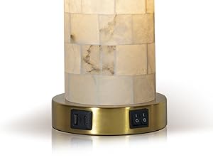 MARBLE BEDSIDE LAMP SET OF 2.TABLE LAMP WITH USB PORTS.TABLE LAMP WITH NIGHTLIGHT.RUSTIC TABLE LAMP