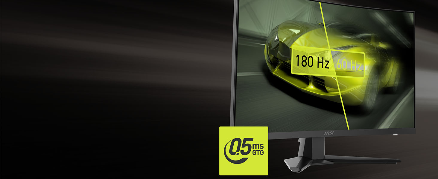 180Hz Refresh Rate; 0.5ms GtG Response Time