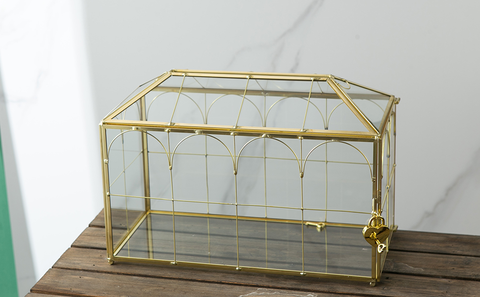 Giadun Glass Wedding Card Box with Slot, 12.6 inch Large