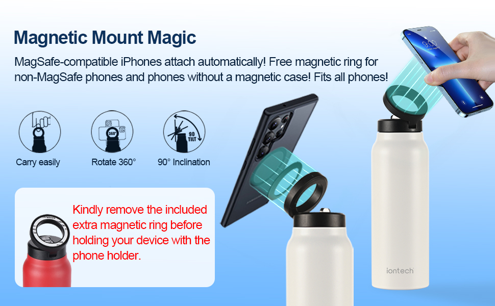 Water Bottle With Magnetic Phone Holder
