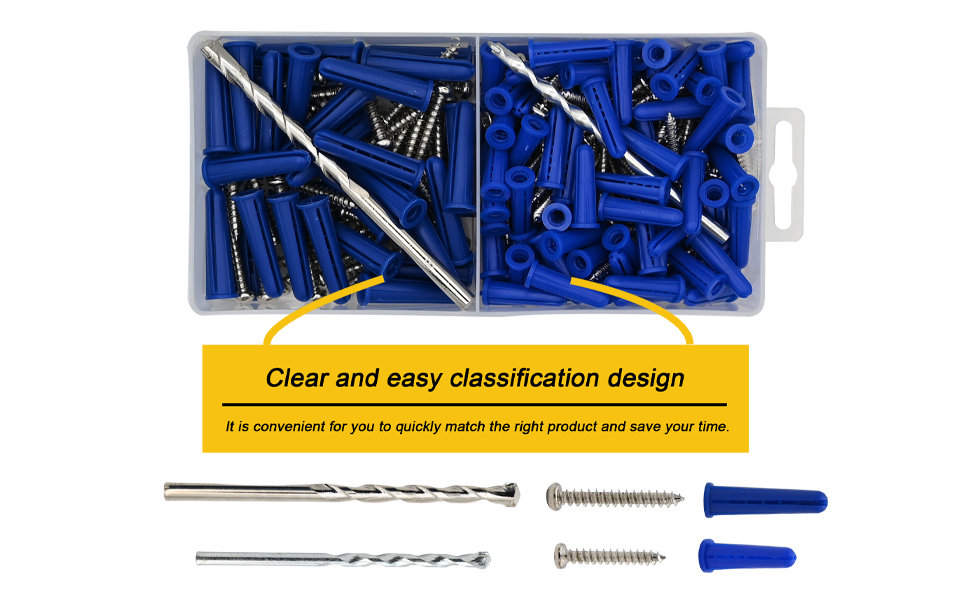 Kevinrooty Conical Concrete Wall Anchors and Screws Kit,240 Pcs Wall