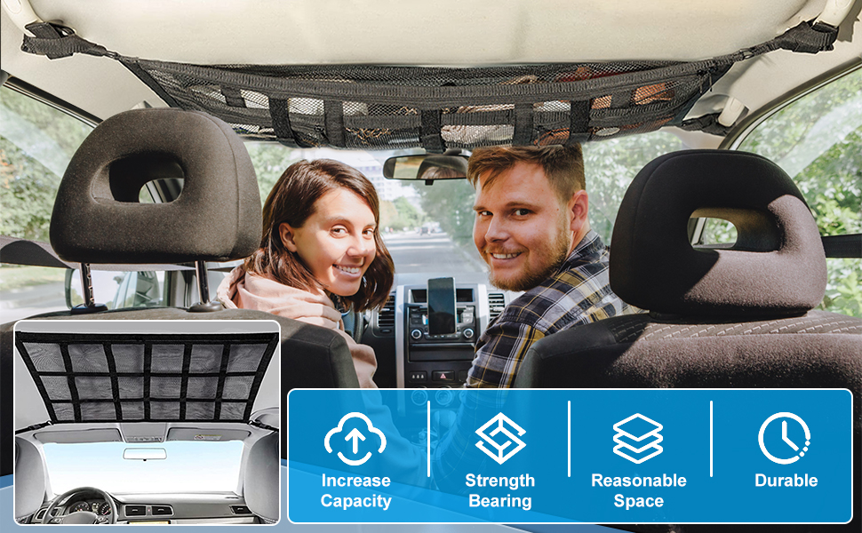 Car Ceiling Cargo Net Pocket Storage Net,30.7”x20.8