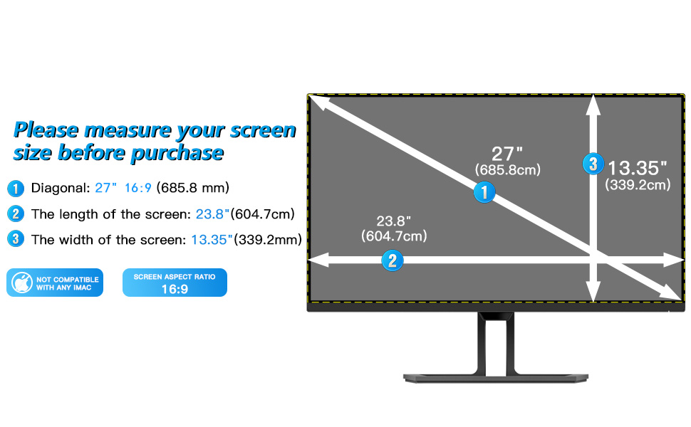 FILMEXT Removable 27 Inch Blue Light Screen Filter for Monitor 169