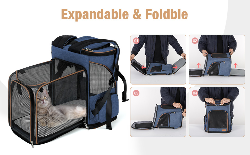 Lekereise Large Cat Backpack Carrier Fit Up to 20 25 Lbs, Expandable Pet Carrier