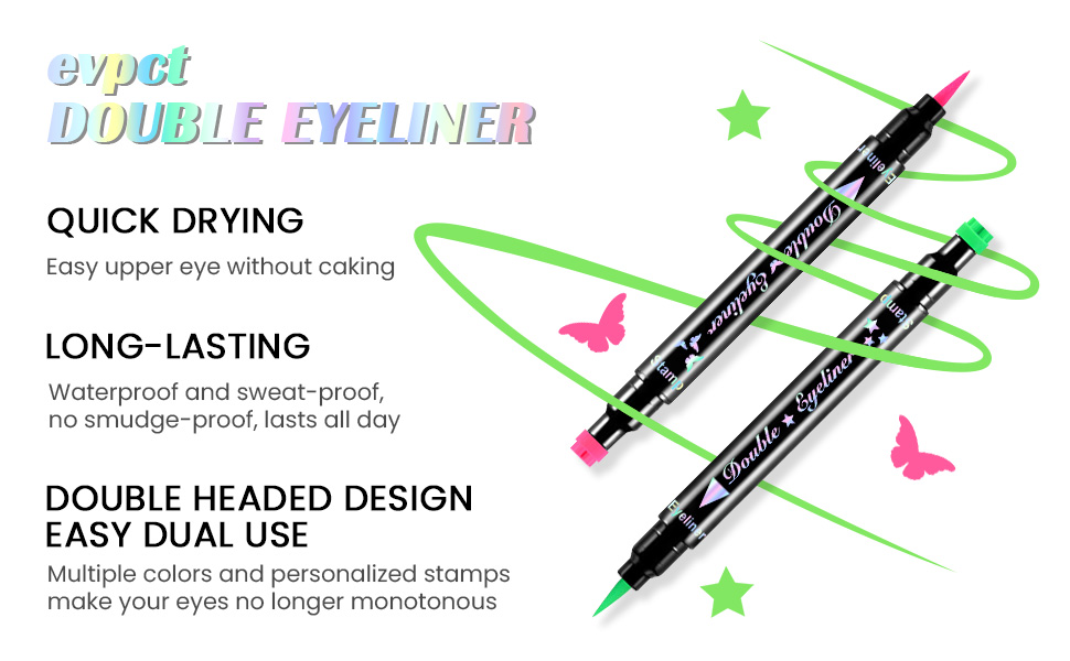 7Pcs Winged Wing Colored Eyeliner Stamps