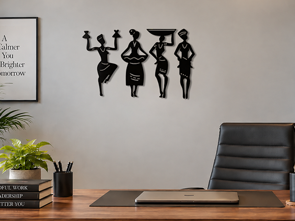 Auromin Tribal Wall Art - 4 Women Sculptures -12